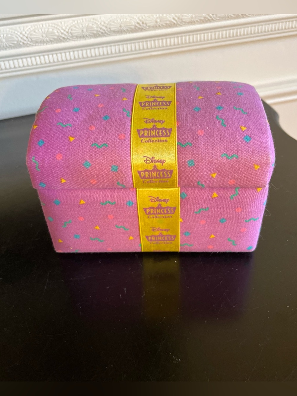 disney princess jewelry box vintage 90s gently used w/ purple confetti w/ribbon